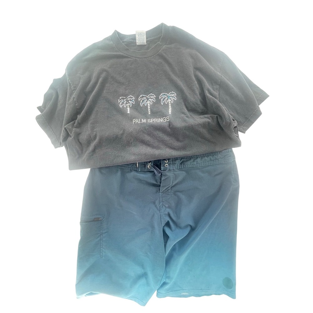 O'Neill Mens Blue Ombre Swim Trunks S 34 Water Resistant Board Shorts T-shirt‎